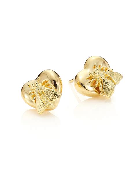 gucci gold studs|gucci heart earrings studs.